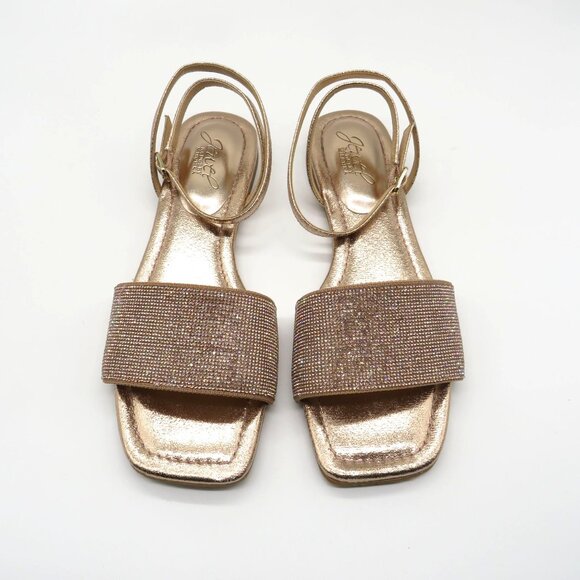 Jewel By Badgley Mischka Womens Rose Gold Sandals With Rhinestone Strap 7.5 NEW - Picture 2 of 5